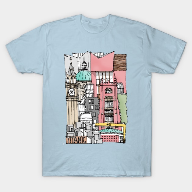 Belfast UK T-Shirt by MARKDONNELLYILLUSTRATION